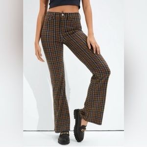 American Eagle Super Hi-Ride Plaid Flare Pants